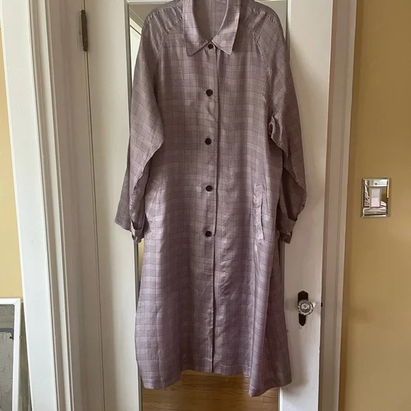 6397 Plaid Button-Up Lightweight Trench - Picture 1 of 9